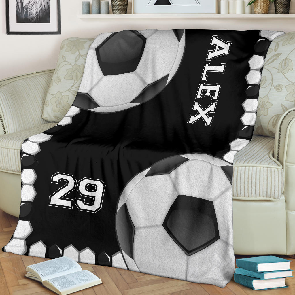 Petmytshirt Soccer Blanket Soccer Line Ball For Fan Lover Sherpa Fleece Blanket Custom Name Number Soft Cozy Plush Throw Blanket