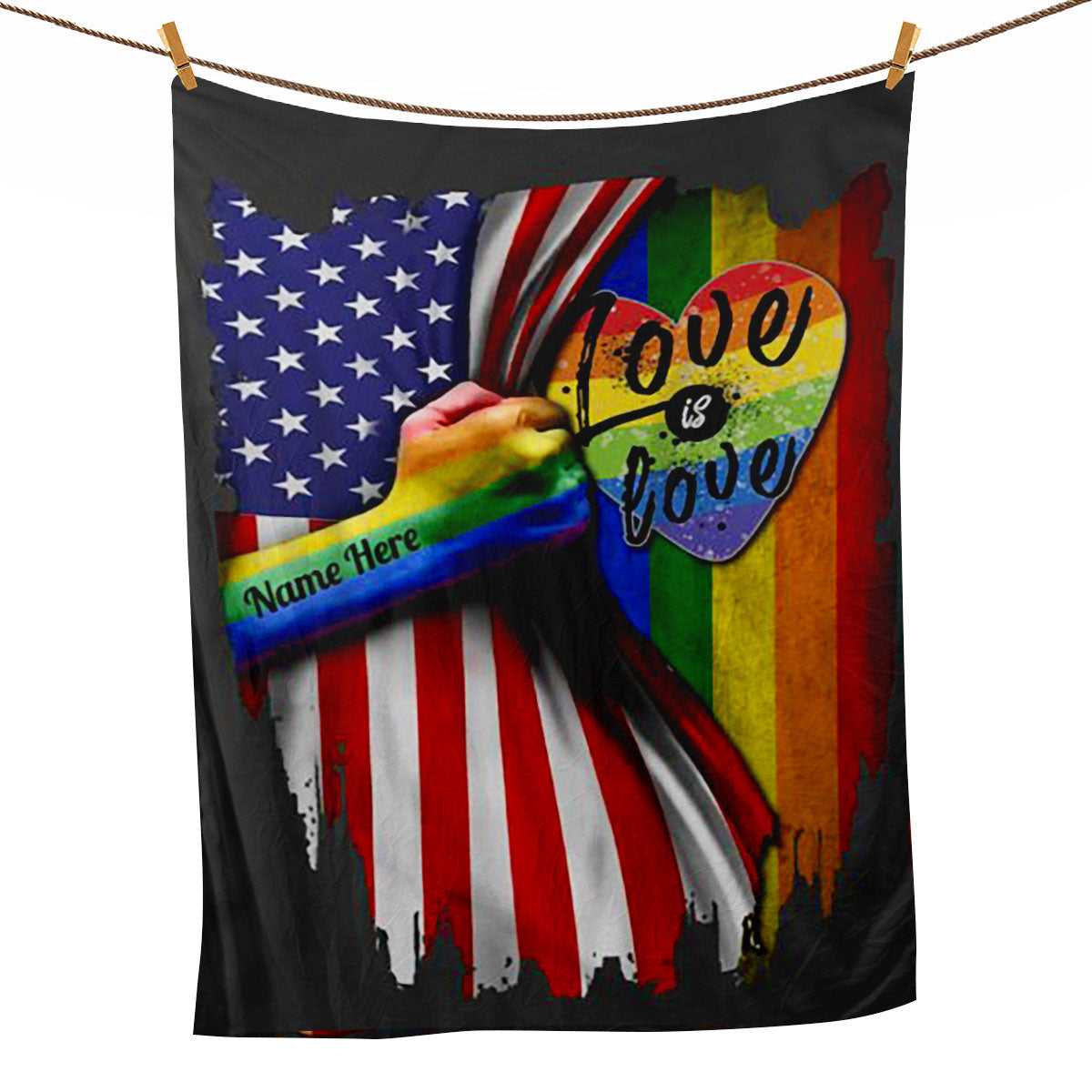 Petmytshirt LGBT Blanket Lgbt Love Is Love Pride Gift Sherpa Fleece Blanket Custom Name Soft Cozy Plush Throw Blanket