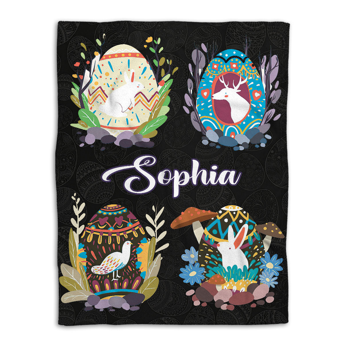 Petmytshirt Easter Egg Blanket Animal Sugar Egg Holiday Farm Sherpa Fleece Blanket Custom Name Soft Cozy Plush Throw Blanket