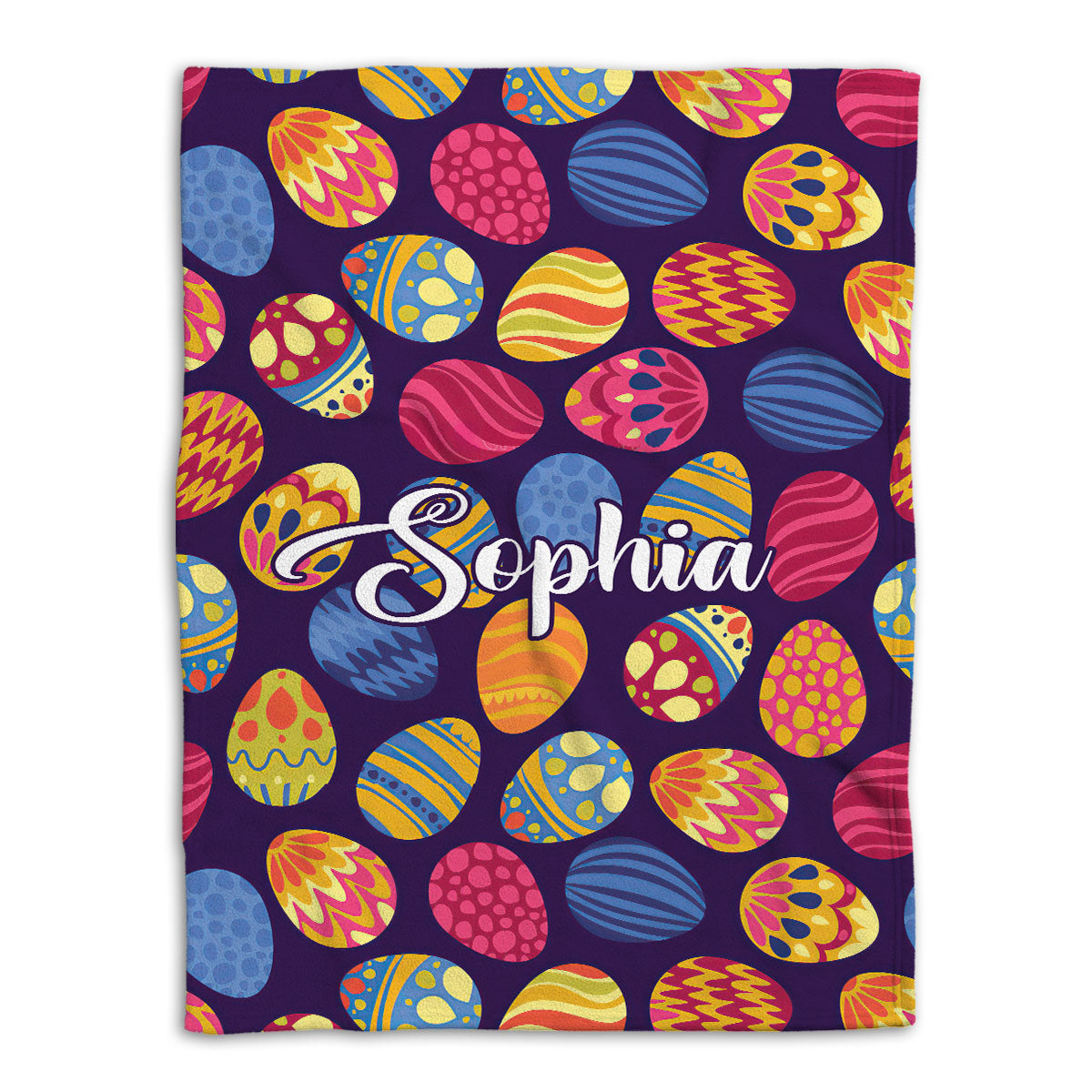 Petmytshirt Easter Egg Blanket Sugar Egg Colorful Holiday Idea Sherpa Fleece Blanket Custom Name Soft Cozy Plush Throw Blanket