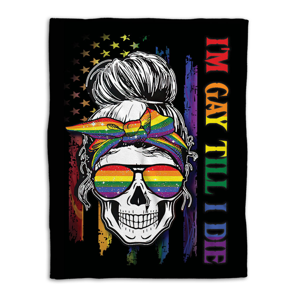 LGBT Blanket Im Gay Rainbow Skull Lgbt Pride Sherpa Fleece Blanket Soft Cozy Plush Throw Blanket