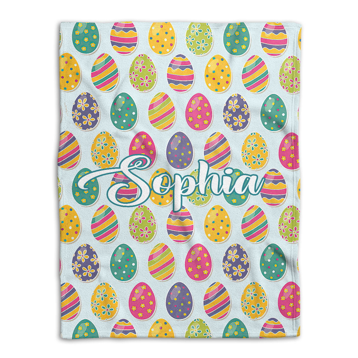 Petmytshirt Easter Egg Blanket Colorful Sugar Egg Spring Idea Sherpa Fleece Blanket Custom Name Soft Cozy Plush Throw Blanket