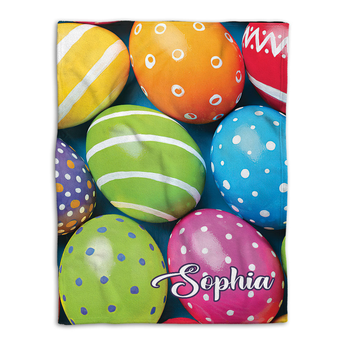 Petmytshirt Easter Egg Blanket 3D Sugar Egg Seasonal Idea Farm Sherpa Fleece Blanket Custom Name Soft Cozy Plush Throw Blanket
