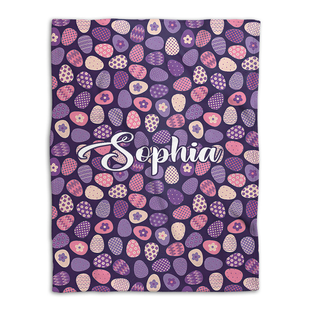 Petmytshirt Easter Egg Blanket Purple Sugar Egg Seasonal Idea Sherpa Fleece Blanket Custom Name Soft Cozy Plush Throw Blanket