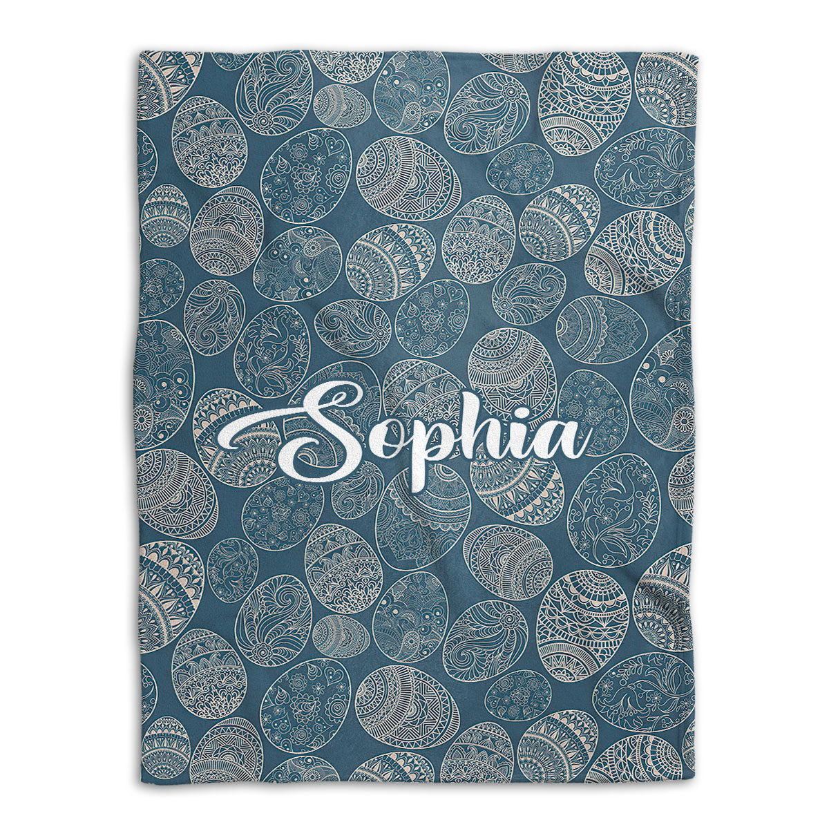 Petmytshirt Easter Egg Blanket Mandala Blue Sugar Egg Seasonal Sherpa Fleece Blanket Custom Name Soft Cozy Plush Throw Blanket