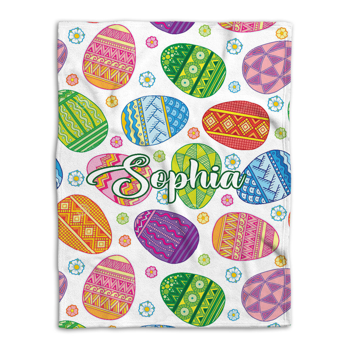 Petmytshirt Easter Egg Blanket Colorful Sugar Egg Seasonal Farm Sherpa Fleece Blanket Custom Name Soft Cozy Plush Throw Blanket