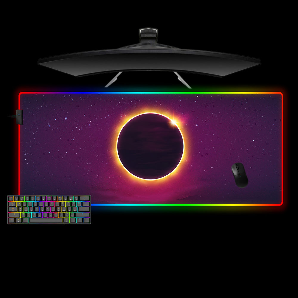 Allleftout Purple Hue Full Eclipse Design M-Xxl Size Rgb Gaming Mouse Pad, Computer Desk Mat
