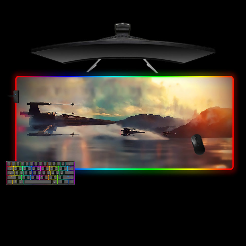 Allleftout Star Wars X-Wings Design M-Xxl Size Rgb Gaming Mouse Pad, Computer Desk Mat