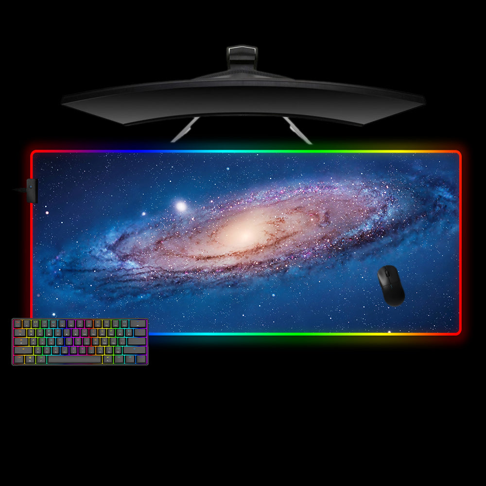 Allleftout Blue Galaxy Design M-Xxl Size Rgb Gaming Mouse Pad, Computer Desk Mat