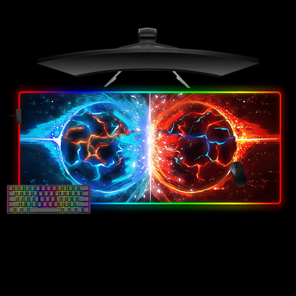Allleftout Fireballs Collide Design M-Xxl Size Rgb Gaming Mouse Pad, Computer Desk Mat