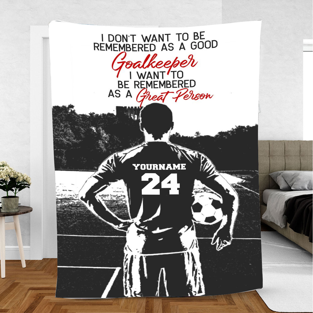 Petmytshirt Soccer Blanket Goal Keeper Sherpa Fleece Blanket Custom Name Number Soft Cozy Plush Throw Blanket For Boy Son