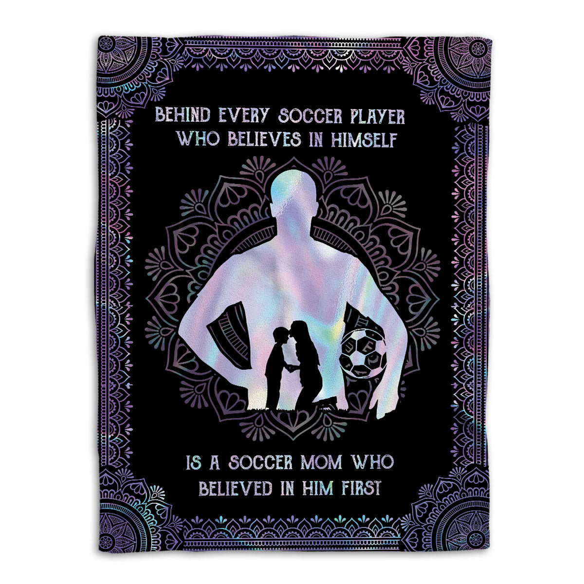 Soccer Blanket Behind Soccer Player Mom Believe In Him Sherpa Fleece Blanket Soft Cozy Plush Throw Blanket