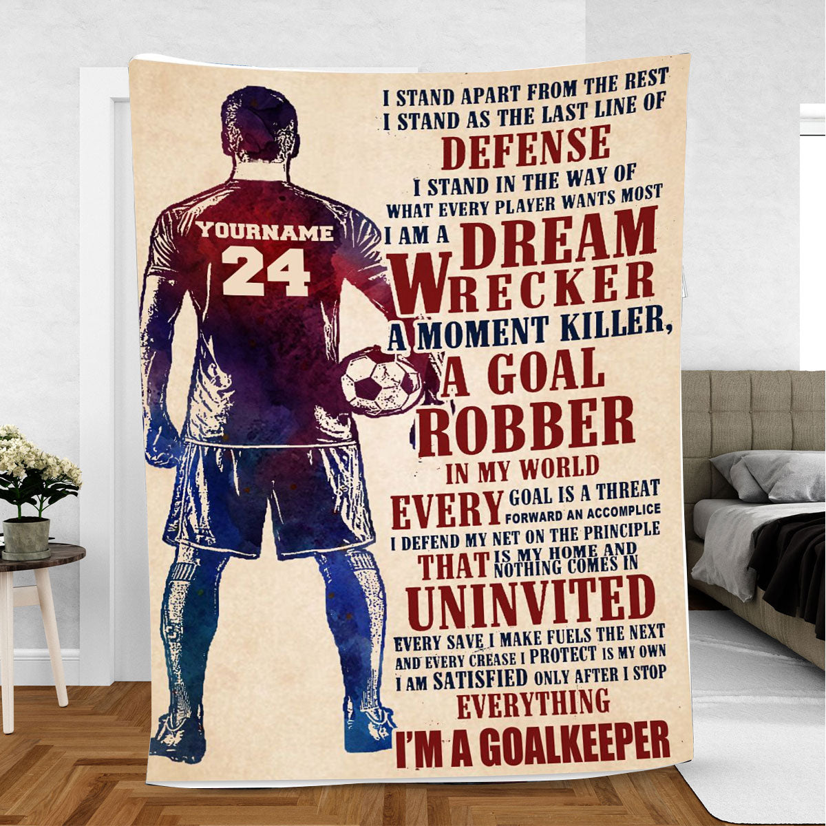 Petmytshirt Soccer Blanket Soccer Goalkeeper Sport Lover 0 Sherpa Fleece Blanket Custom Name Number Soft Cozy Plush Throw Blanket