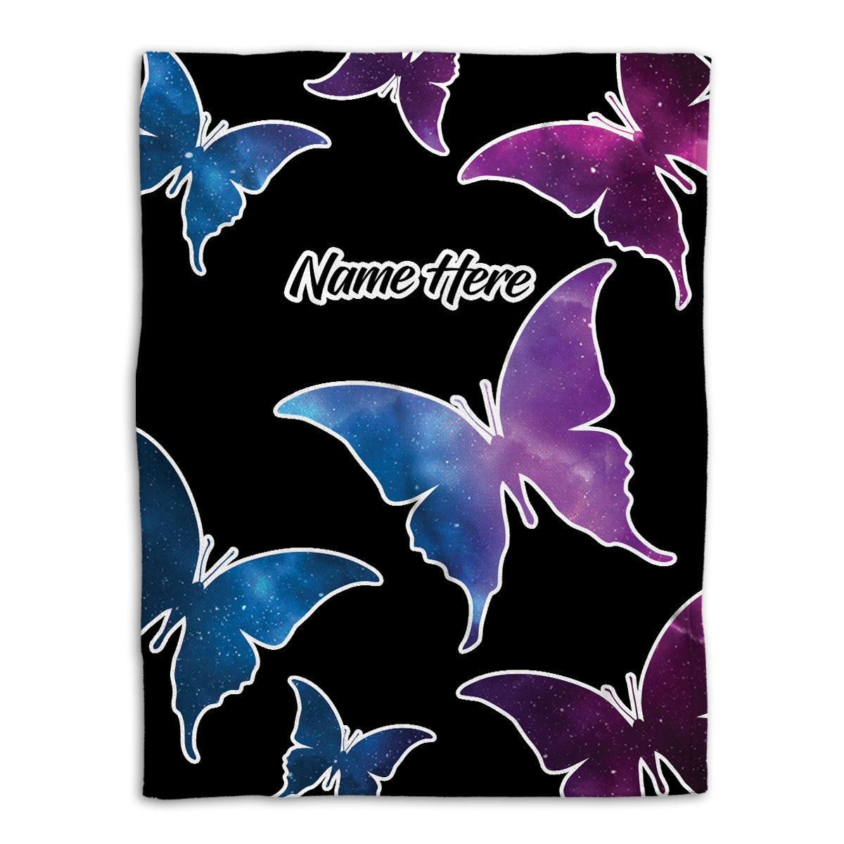Petmytshirt Butterfly Blanket Beautiful Butterfly Galaxy Sherpa Fleece Blanket Custom Name Soft Cozy Plush Throw Blanket