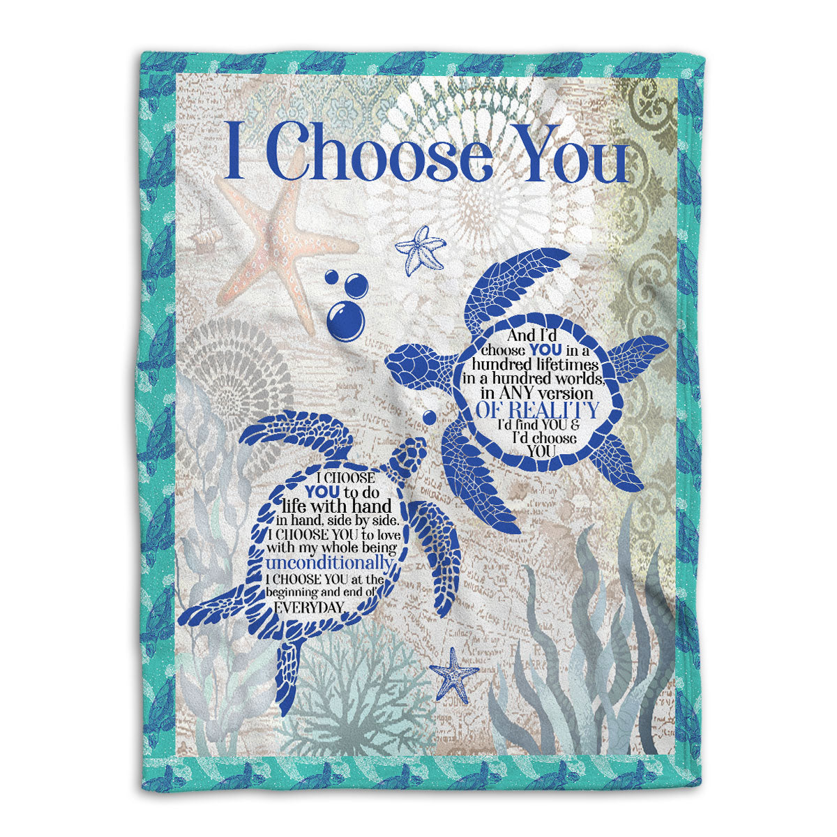Turtle Blanket Turtle I Choose You Couple Gift Sherpa Fleece Blanket Soft Cozy Plush Throw Blanket