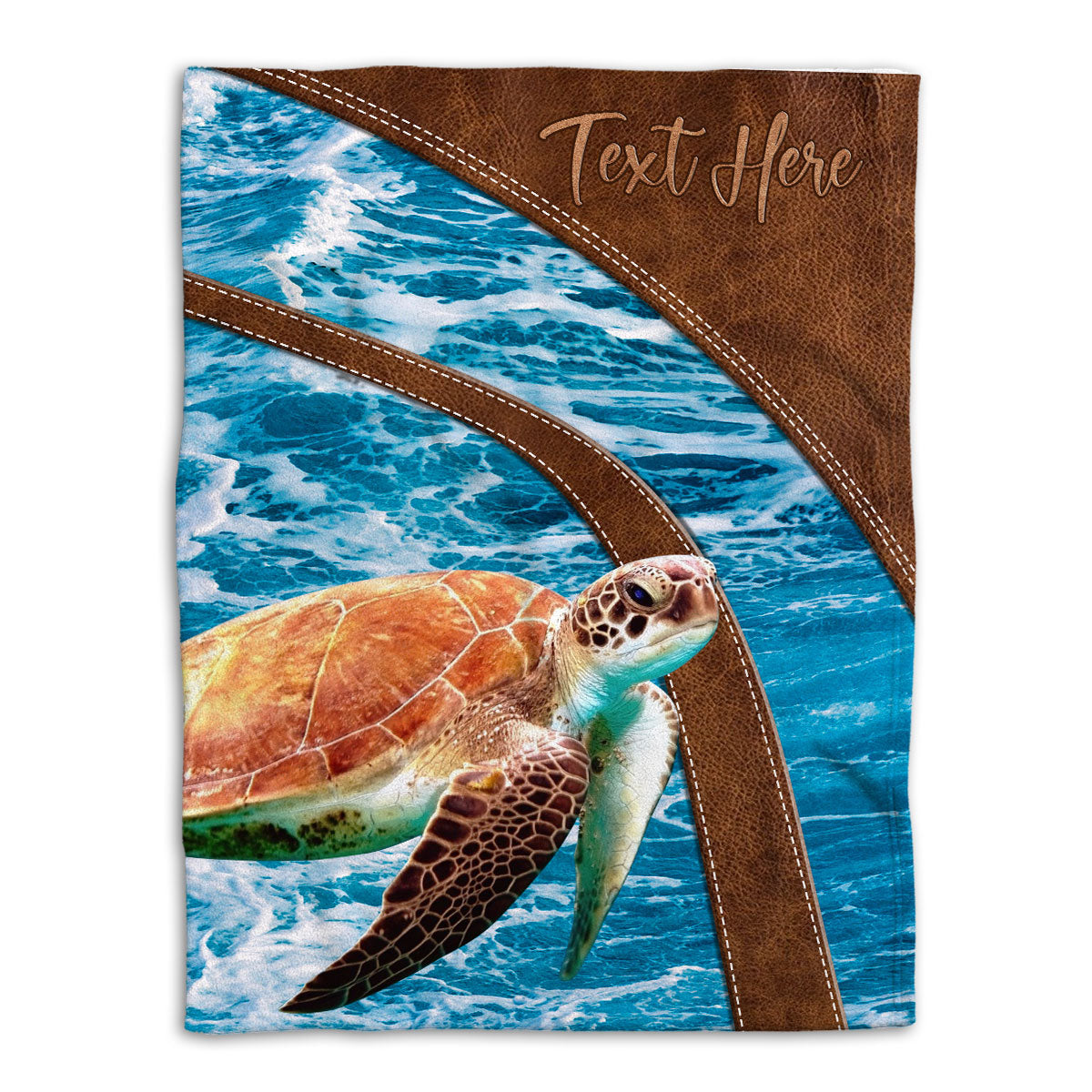 Petmytshirt Turtle Blanket Sea Turtle Animal Lover Gift Sherpa Fleece Blanket Custom Name Soft Cozy Plush Throw Blanket