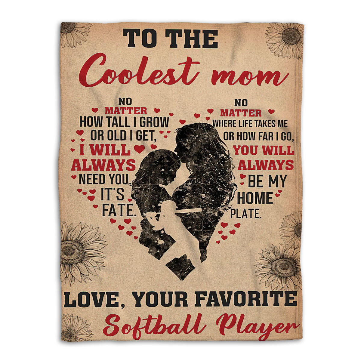 Softball Blanket Softball For Mom Mother From Daughter Sherpa Fleece Blanket Soft Cozy Plush Throw Blanket