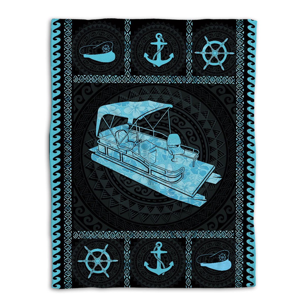 Pontoon Blanket Pontoon Boat Pontooning For Pontoon Lover Mandala Pattern Sherpa Fleece Blanket Soft Cozy Plush Throw Blanket