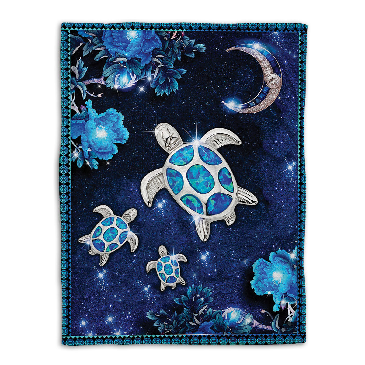 Turtle Blanket Sea Turtle Flower Moon Galaxy Sherpa Fleece Blanket Soft Cozy Plush Throw Blanket