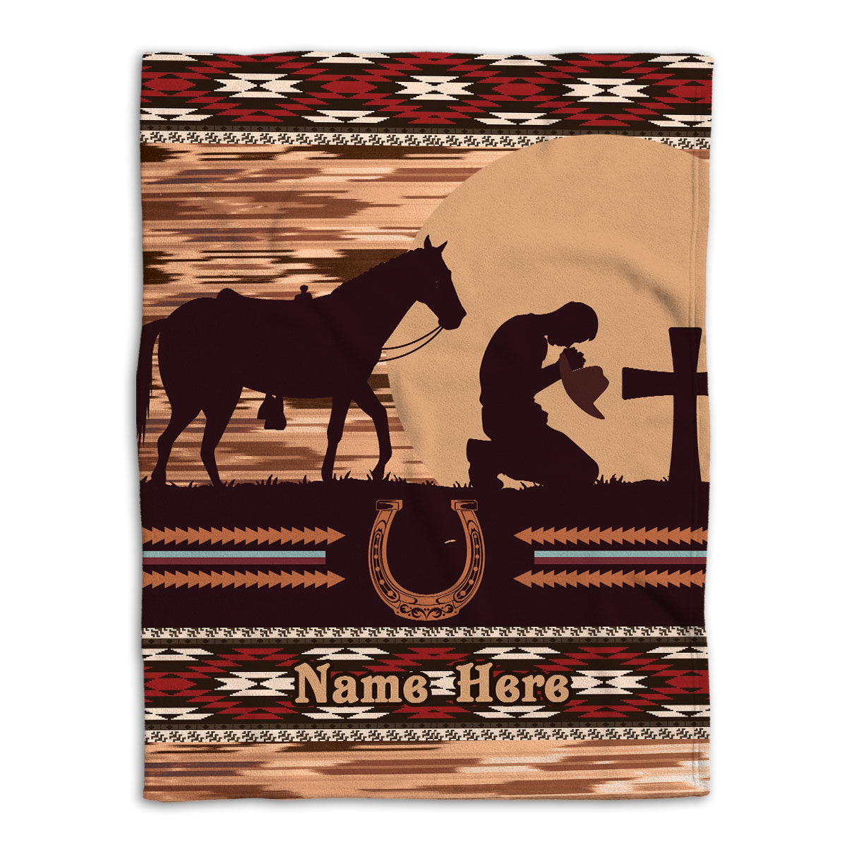 Petmytshirt Horse Blanket Horse Lover Pray For Western Cowboy Cowgirl Sherpa Fleece Blanket Custom Name Soft Cozy Plush Throw Blanket