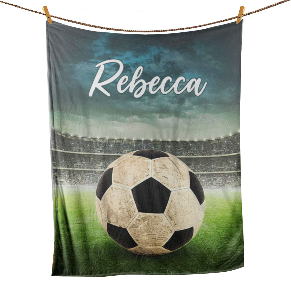 Petmytshirt Soccer Blanket Soccer Ball Field Sport Lover Gift Sherpa Fleece Blanket Custom Name Soft Cozy Plush Throw Blanket