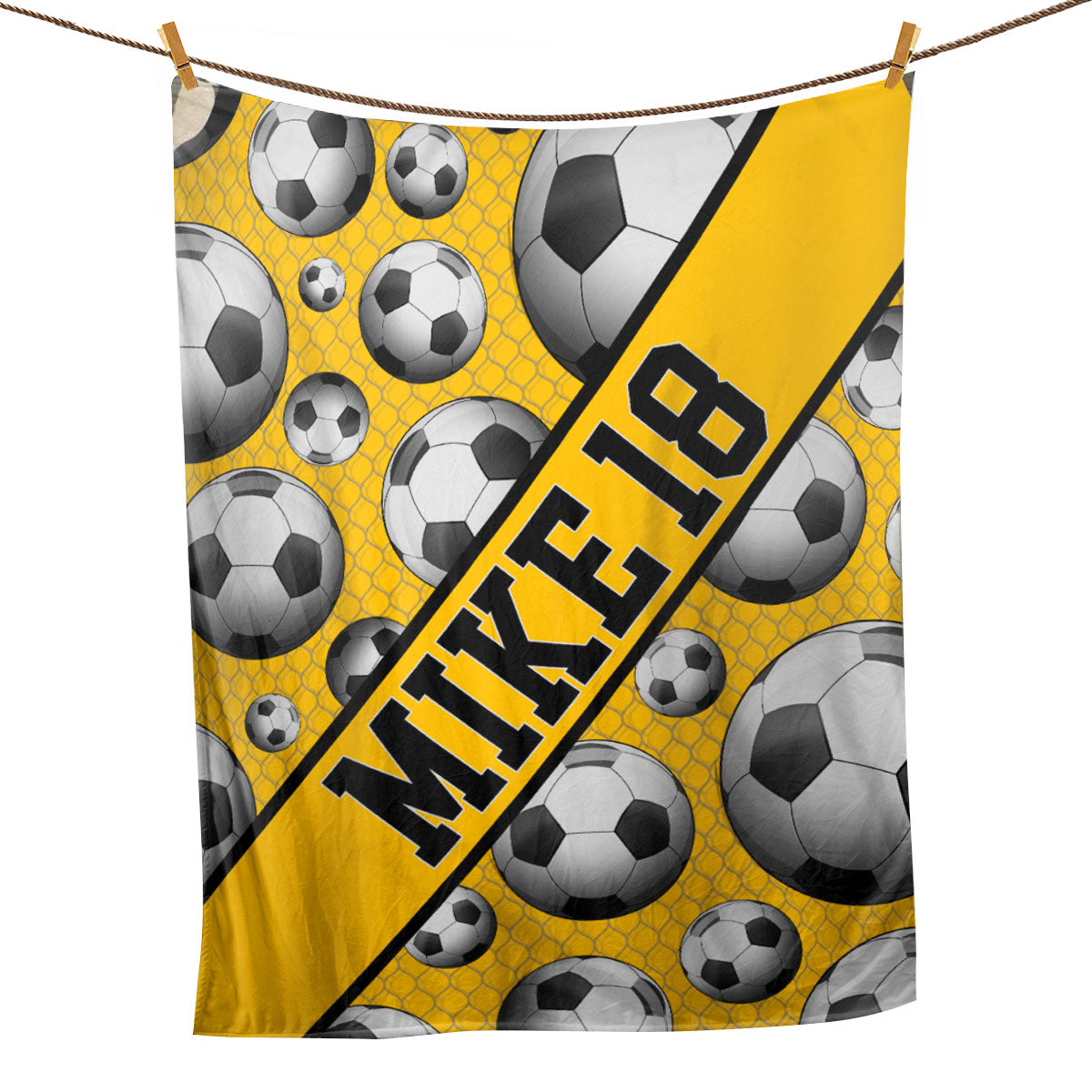 Petmytshirt Soccer Blanket Soccer Ball Yellow Sport Lover Gift Sherpa Fleece Blanket Custom Name Number Soft Cozy Plush Throw Blanket