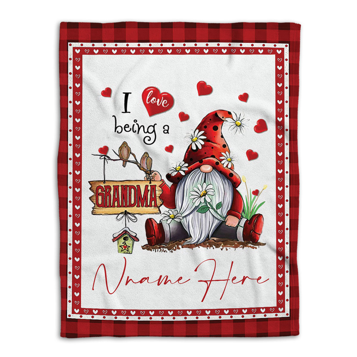 Petmytshirt Gnome Blanket Gnome I Love Being A Grandma Sherpa Fleece Blanket Custom Name Soft Cozy Plush Throw Blanket