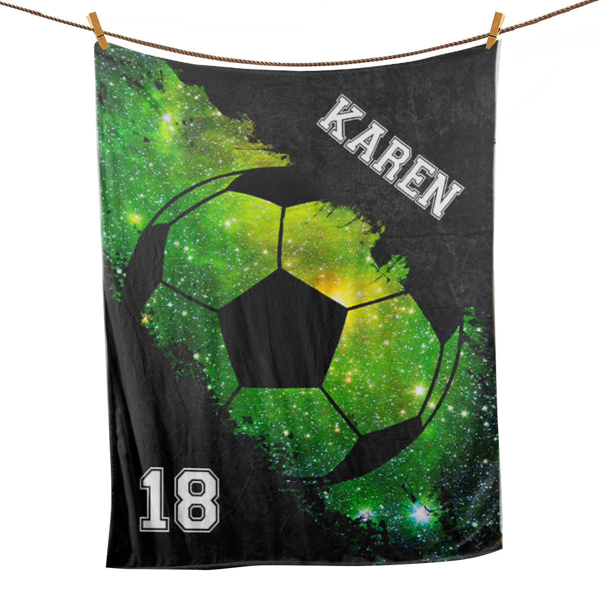 Petmytshirt Soccer Blanket Soccer Ball Galaxy Sport Lover Gift Sherpa Fleece Blanket Custom Name Number Soft Cozy Plush Throw Blanket