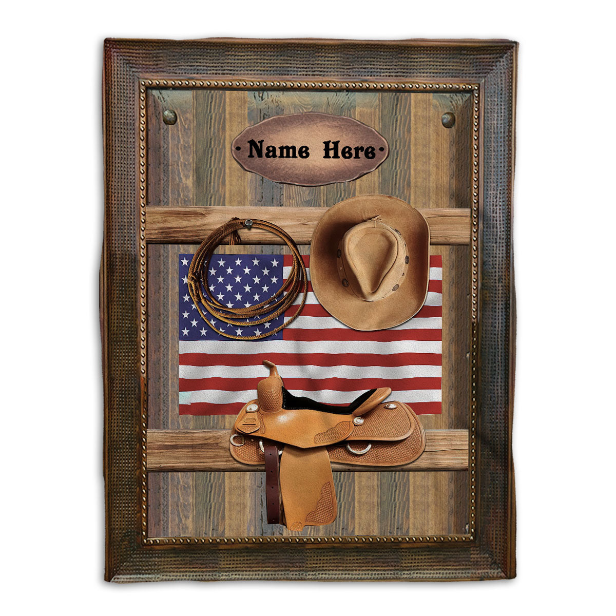Petmytshirt Horse Blanket Horse Lover Saddle Western Cowboy Cowgirl Hat Sherpa Fleece Blanket Custom Name Soft Cozy Plush Throw Blanket