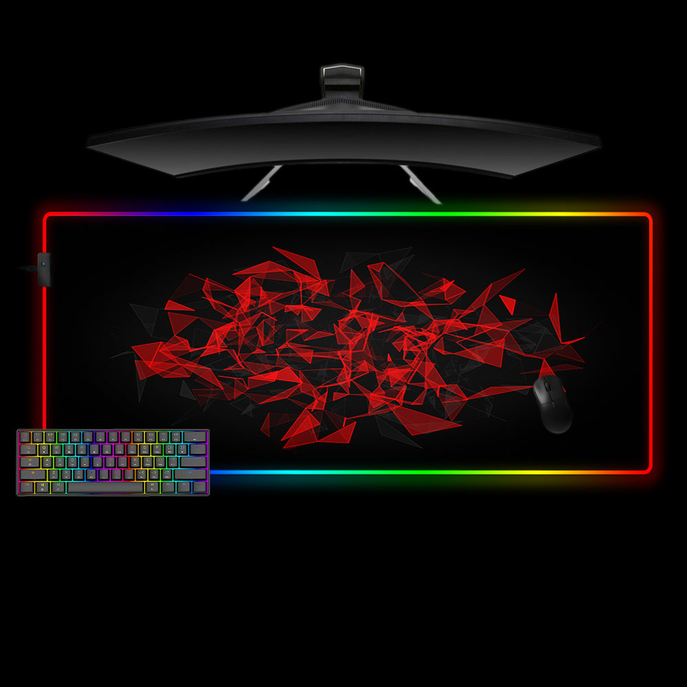 Allleftout Red Poly Shards Design M-Xxl Size Rgb Gaming Mouse Pad, Computer Desk Mat