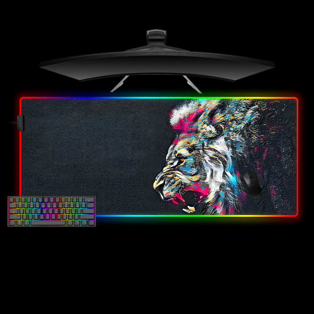 Allleftout Roaring Lion Artwork Design M-Xxl Size Rgb Gaming Mouse Pad, Computer Desk Mat