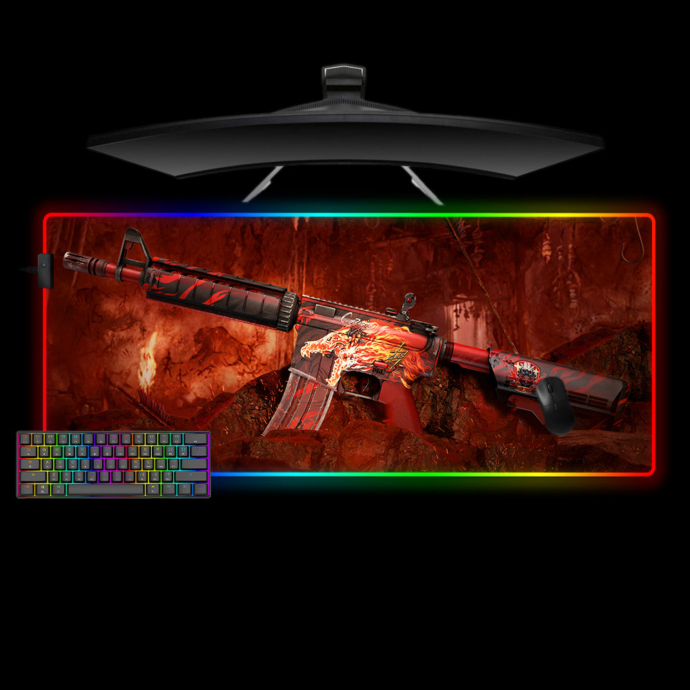 Allleftout M4A4 Howl Design M-Xxl Size Rgb Gaming Mouse Pad, Computer Desk Mat