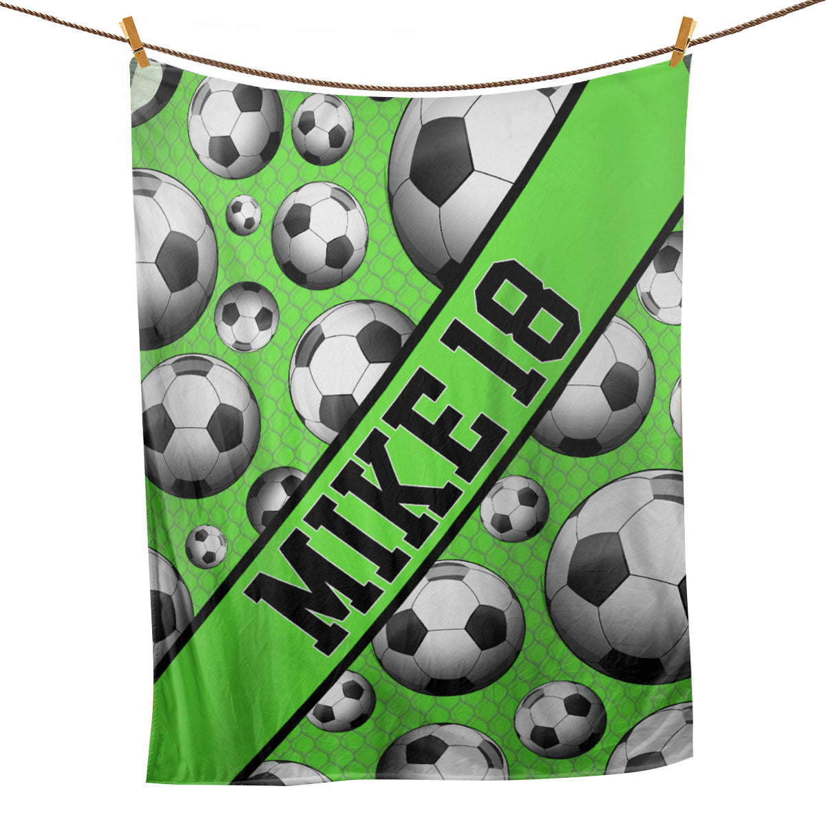 Petmytshirt Soccer Blanket Soccer Ball Green Sport Lover Gift Sherpa Fleece Blanket Custom Name Number Soft Cozy Plush Throw Blanket