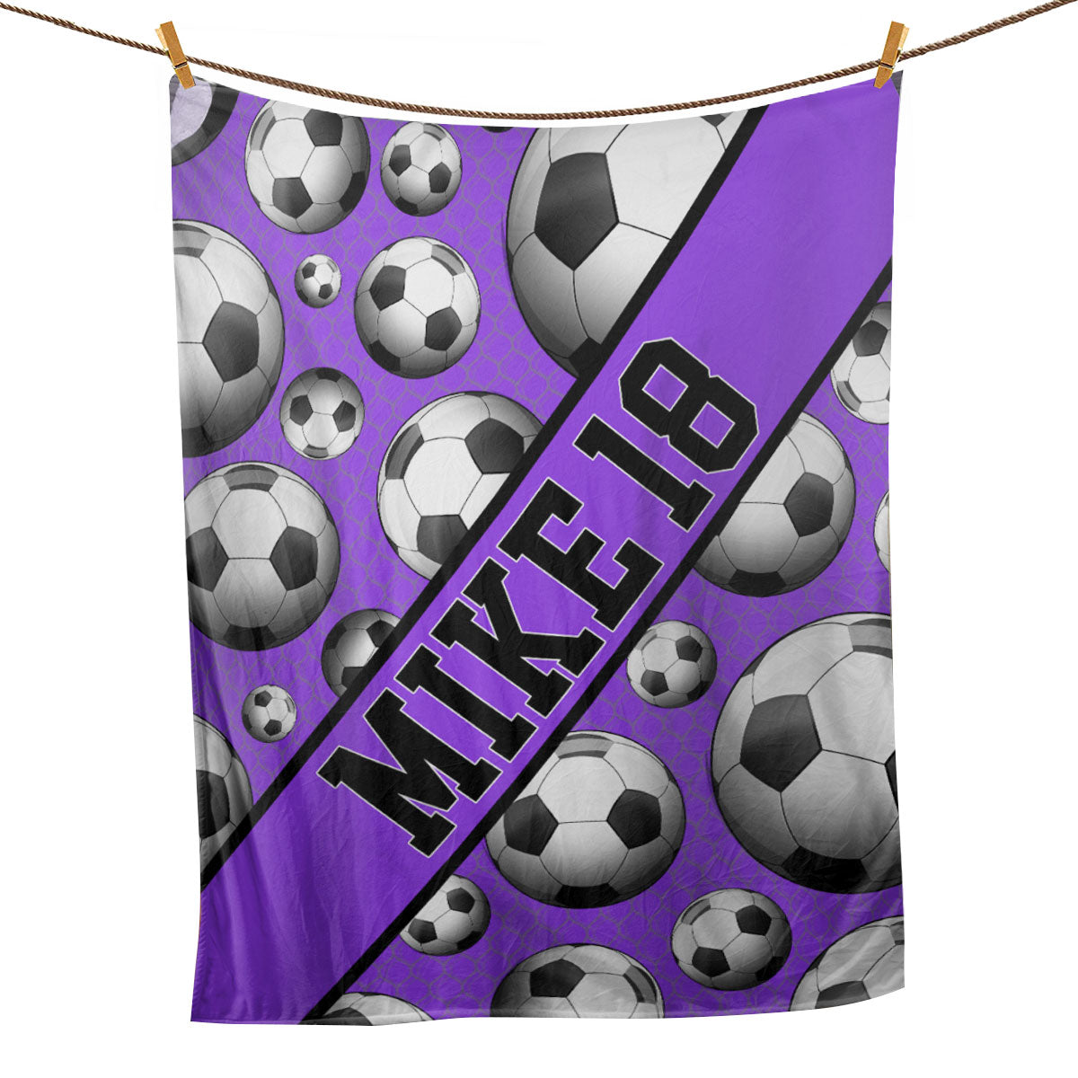 Petmytshirt Soccer Blanket Soccer Ball Purple Sport Lover Gift Sherpa Fleece Blanket Custom Name Number Soft Cozy Plush Throw Blanket