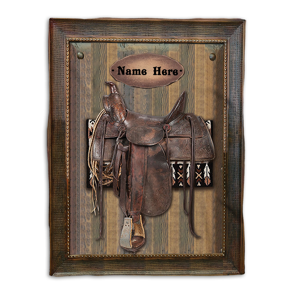 Petmytshirt Horse Blanket Horse Lover Saddle For Western Cowgirl Cowboy Sherpa Fleece Blanket Custom Name Soft Cozy Plush Throw Blanket