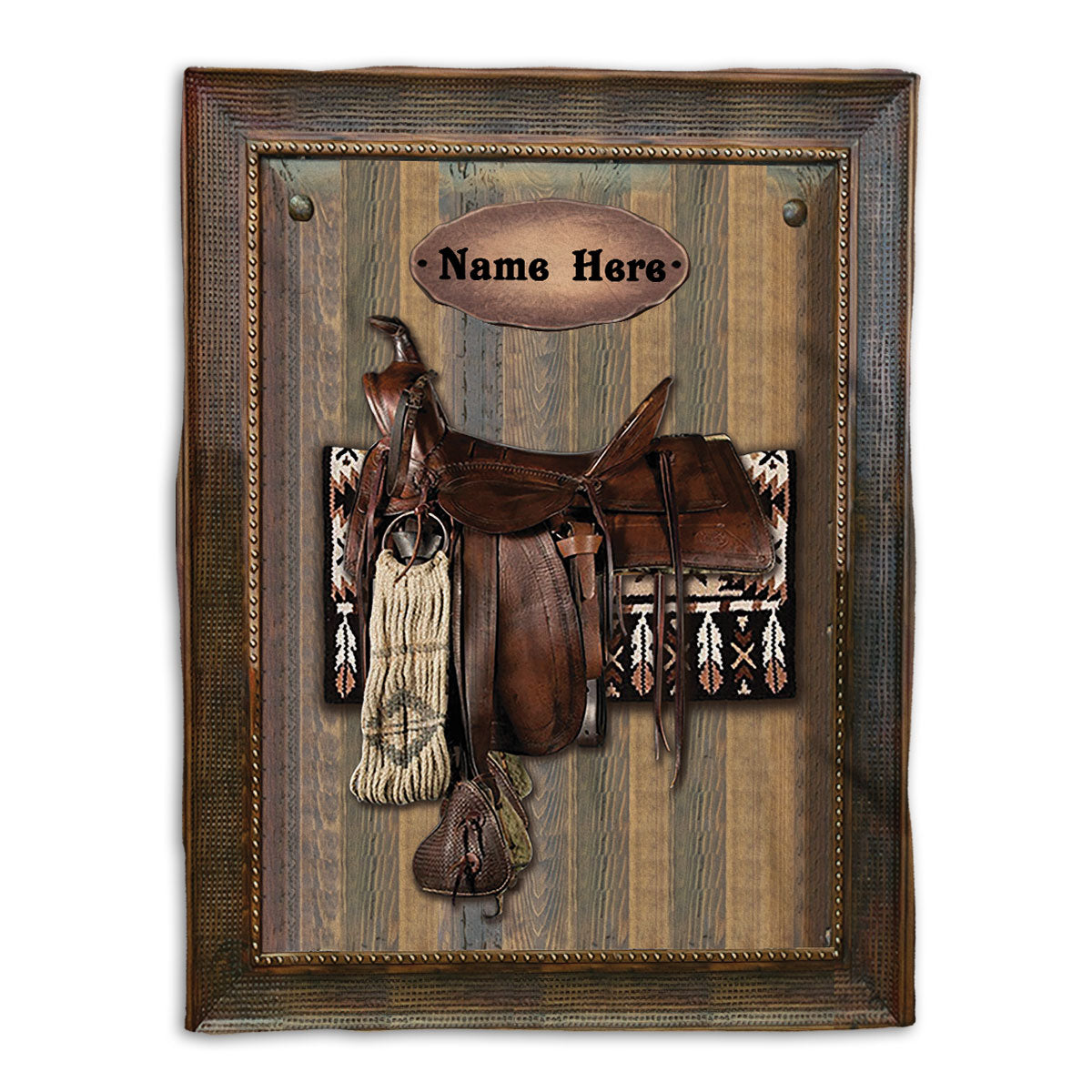 Petmytshirt Horse Blanket Horse Saddle Lover For Western Cowboy Cowgirl Sherpa Fleece Blanket Custom Name Soft Cozy Plush Throw Blanket