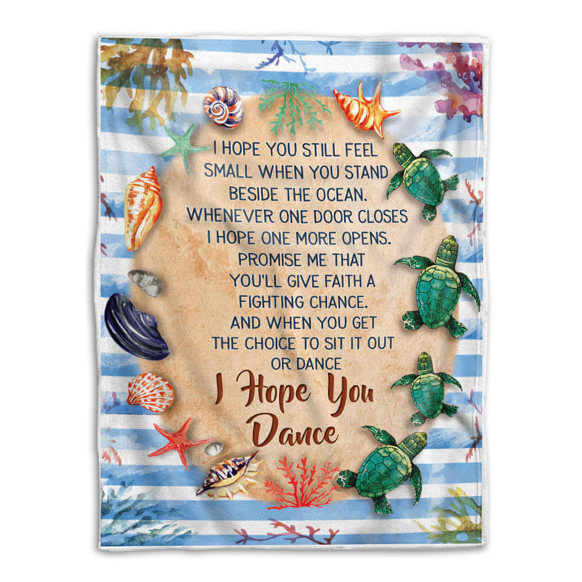 Turtle Blanket Sea Turtle Sea Animal Pattern I Hope You Dance Sherpa Fleece Blanket Soft Cozy Plush Throw Blanket