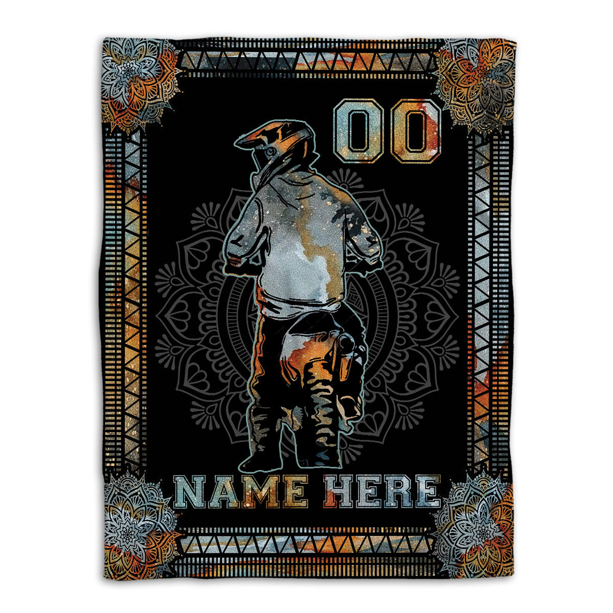 Petmytshirt Racing Blanket Mandala Vintage Motorcycle Racing Boy Sherpa Fleece Blanket Custom Name Number Soft Cozy Plush Throw Blanket