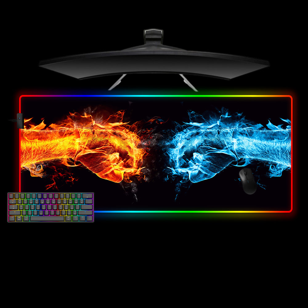 Allleftout Flaming Fists Design M-Xxl Size Rgb Gaming Mouse Pad, Computer Desk Mat