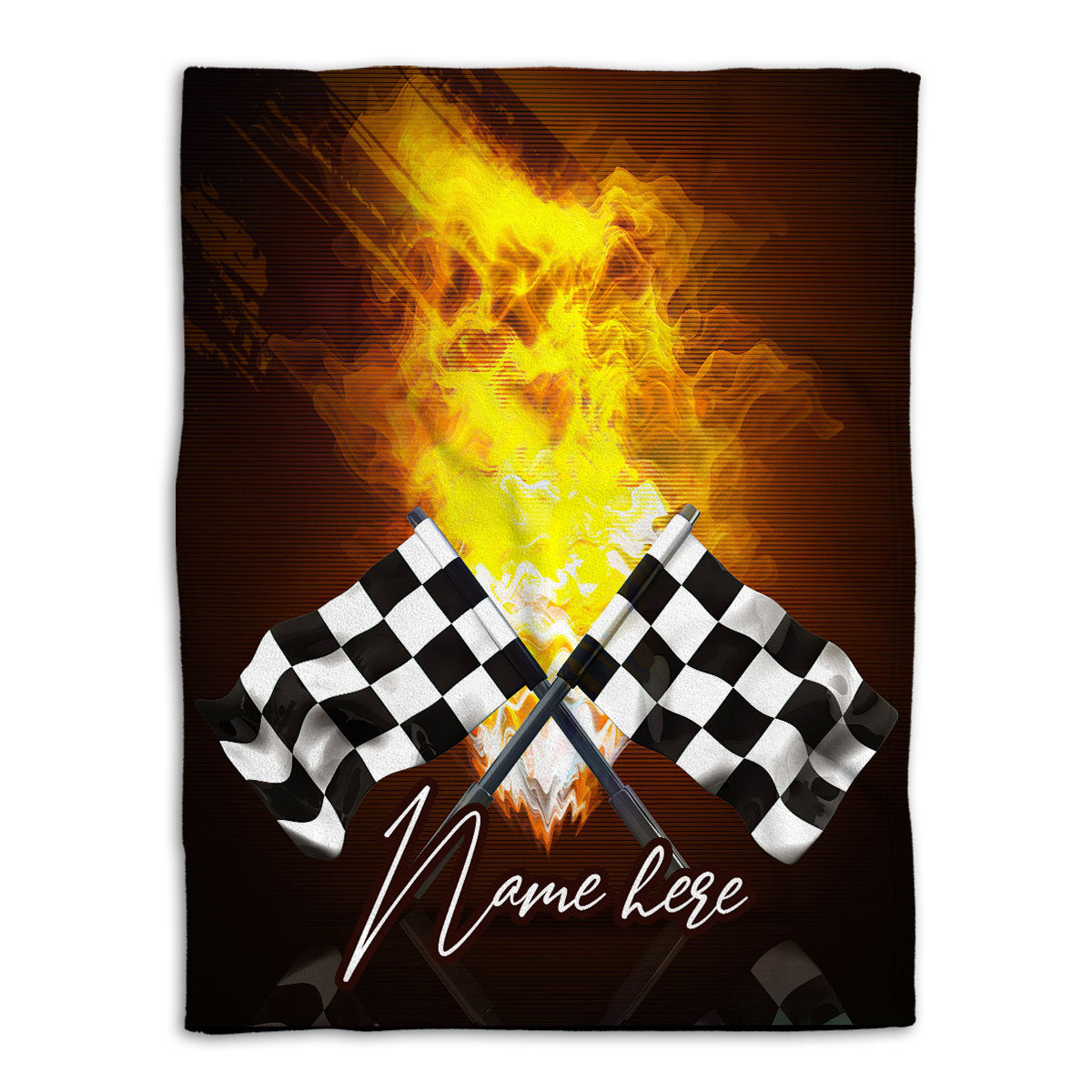 Petmytshirt Racing Blanket Racing Lover Racer Idea Fire Checkered Flag Sherpa Fleece Blanket Custom Name Soft Cozy Plush Throw Blanket