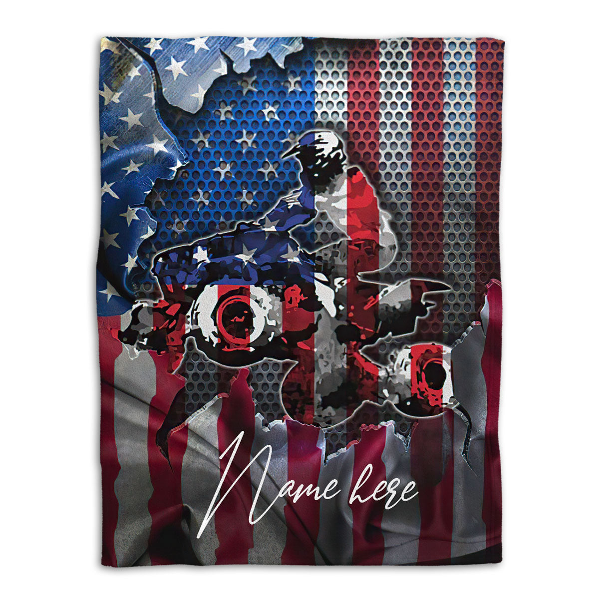 Petmytshirt Racing Blanket US Flag Sherpa Fleece Blanket Custom Name Soft Cozy Plush Throw Blanket For Racer Boy Boyfriend