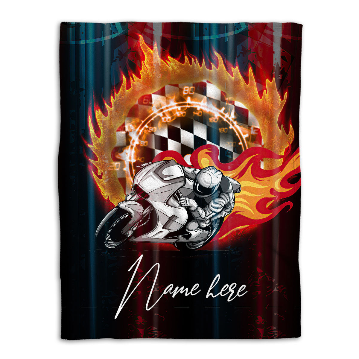 Petmytshirt Racing Blanket Fire Motorbike Motorcycle Racing Racer Idea Sherpa Fleece Blanket Custom Name Soft Cozy Plush Throw Blanket