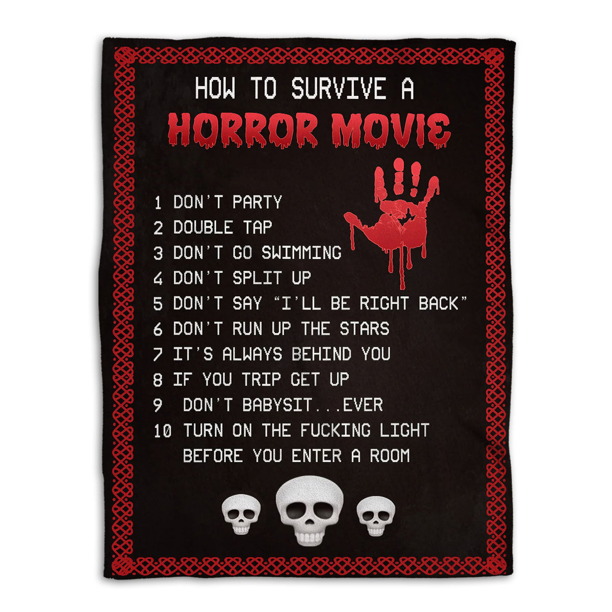 Halloween Blanket How To Survive Horror Movie Watching Halloween Idea Unique Gift Sherpa Fleece Blanket Soft Cozy Plush Throw Blanket