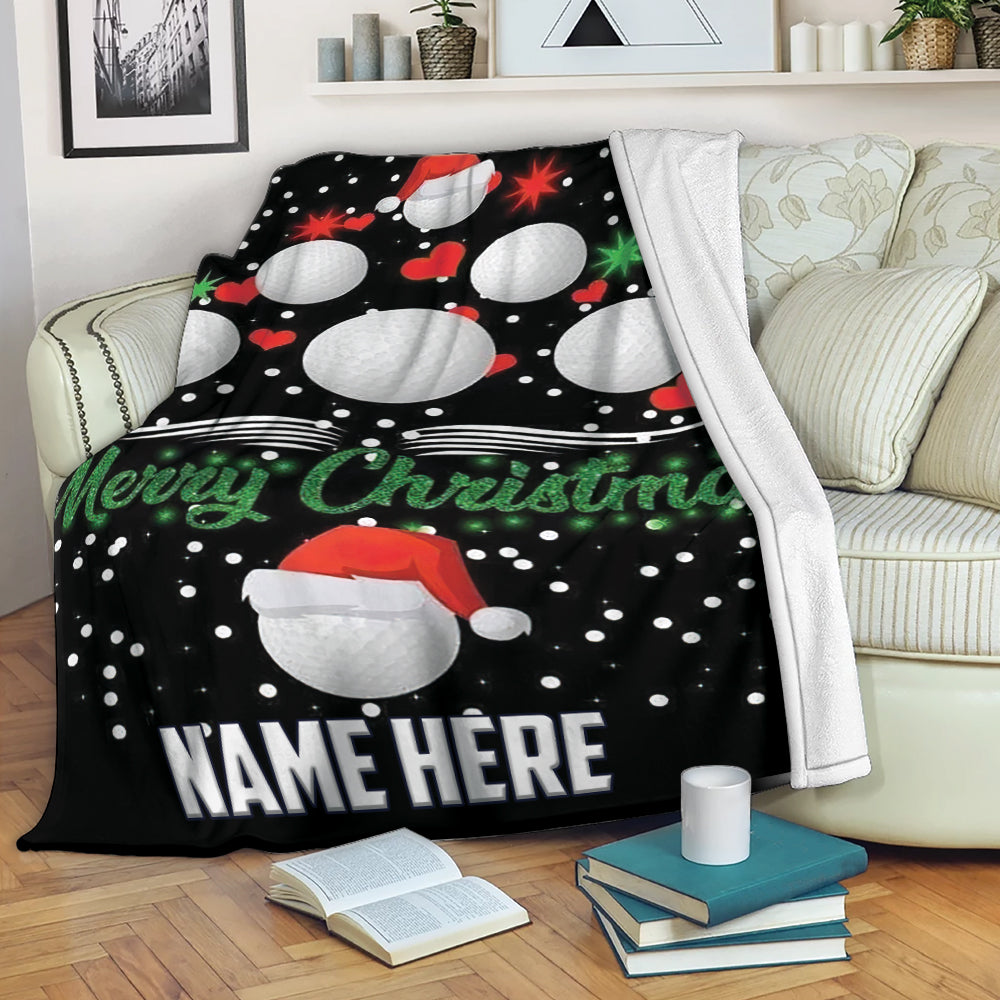 Petmytshirt Golf Blanket Golf Ball Tree Snow Christmas Xmas Noel Idea Sherpa Fleece Blanket Custom Name Soft Cozy Plush Throw Blanket