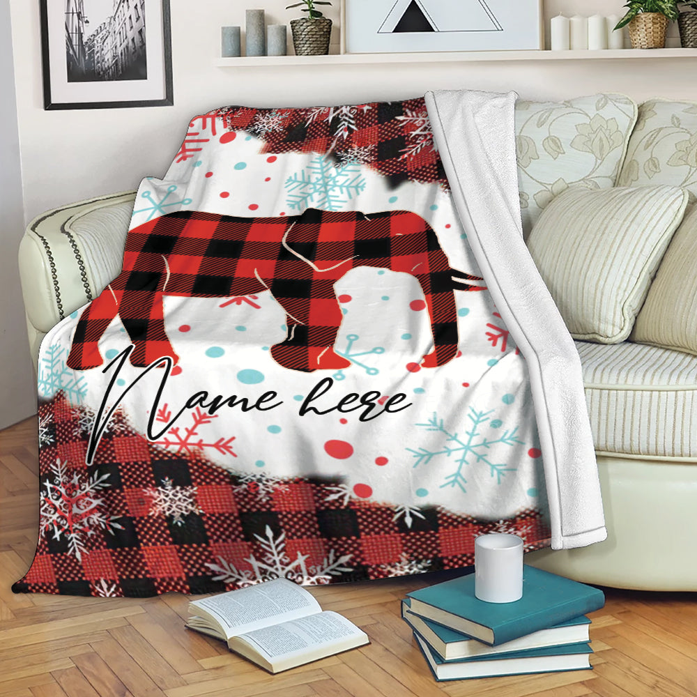Petmytshirt Elephant Blanket Elephant and Red Plaid Sherpa Fleece Blanket Soft Cozy Plush Throw Blanket Christmas Gift