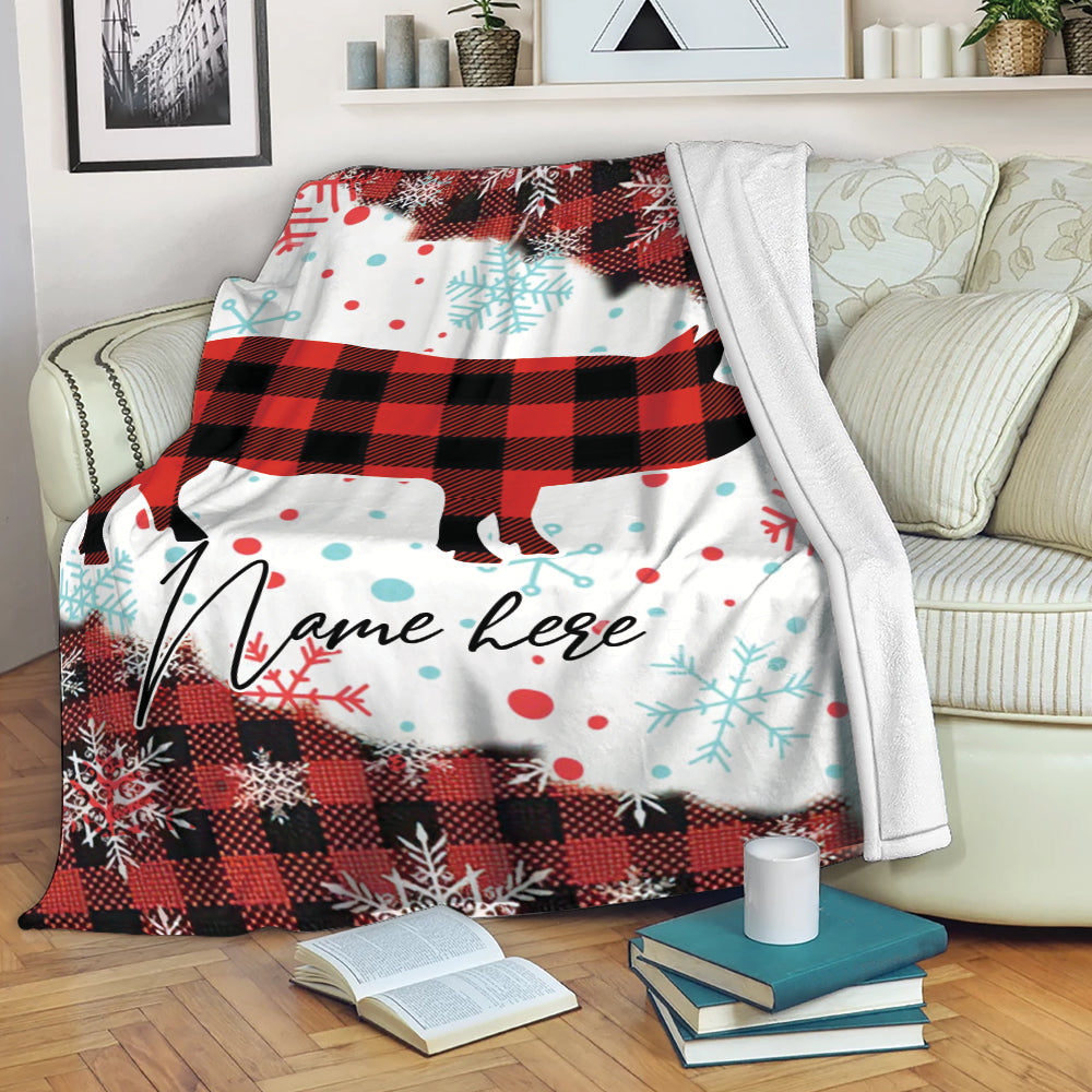 Petmytshirt Pig Blanket Pig Farm Animal Red Plaid Christmas Xmas Noel Sherpa Fleece Blanket Custom Name Soft Cozy Plush Throw Blanket