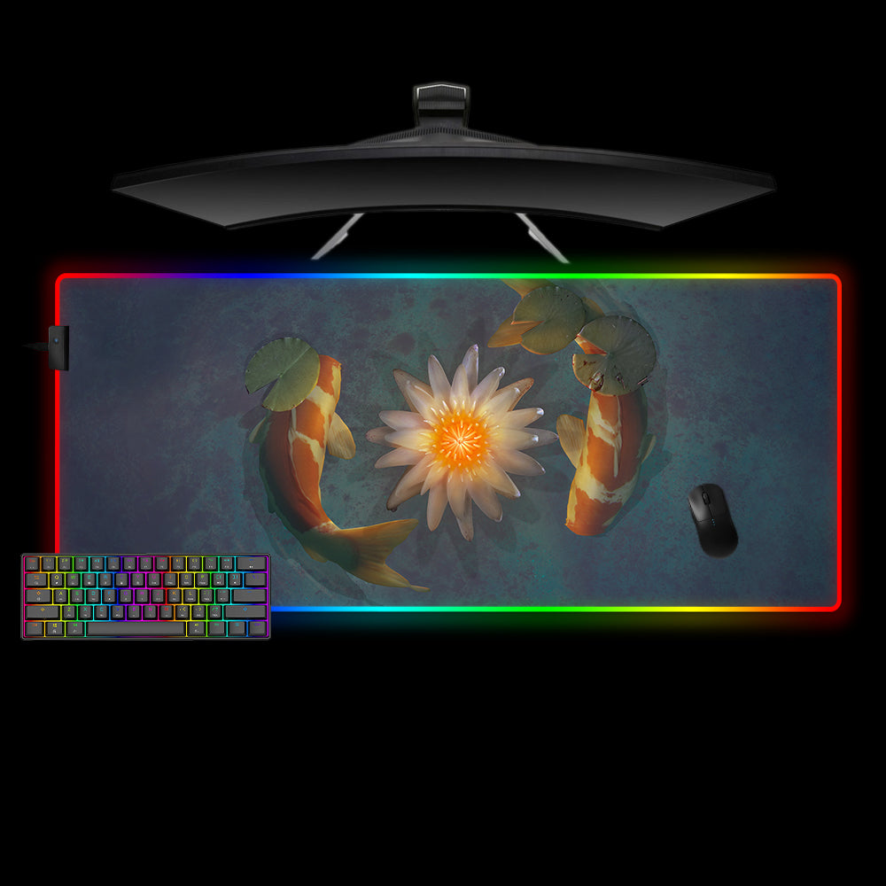 Allleftout Koi Fish Design M-Xxl Size Rgb Gaming Mouse Pad, Computer Desk Mat