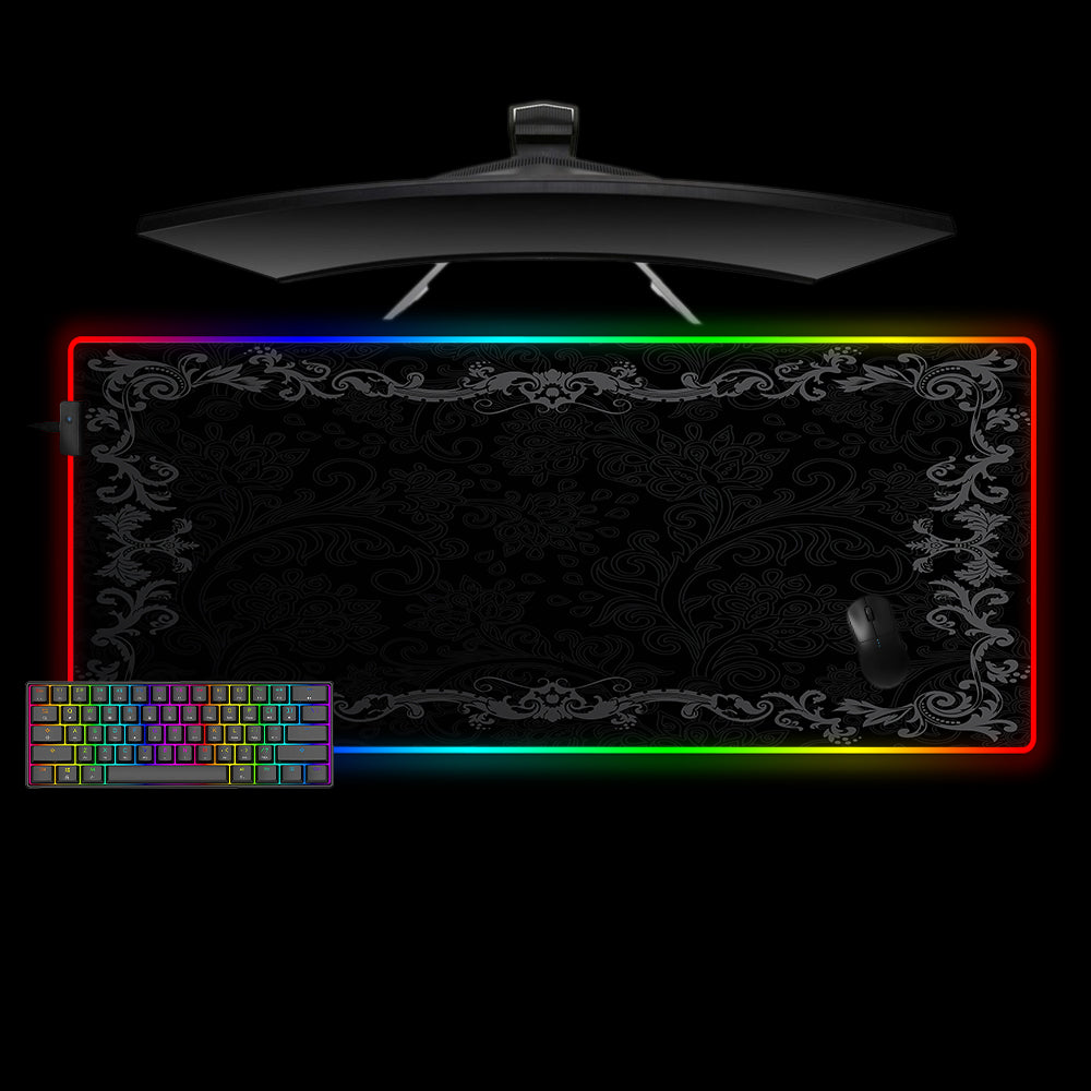 Allleftout Floral Art Design M-Xxl Size Rgb Gaming Mouse Pad, Computer Desk Mat
