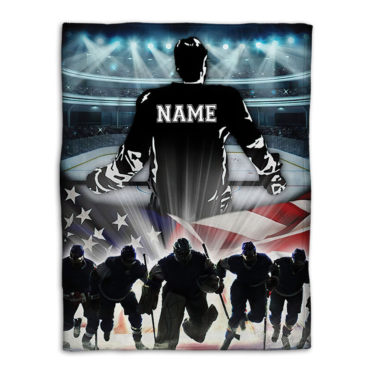 Petmytshirt Hockey Blanket Air Roller Field Ice Hockey Player Lover Fan Sherpa Fleece Blanket Custom Name Soft Cozy Plush Throw Blanket
