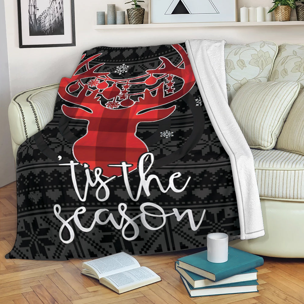 Hunting Blanket Deer Buck Hunter Hunting Tis The Seaoson Christmas Xmas Noel Sherpa Fleece Blanket Soft Cozy Plush Throw Blanket